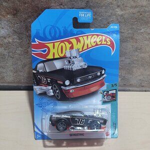 Hot Wheels Diecast Vehicle Black 1968 Ford Mustang Tooned Style